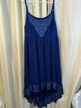 Torrid Navy Blue Embroidered High-Low Spaghetti Strap Dress
